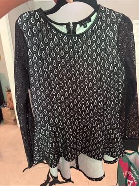 XOXO Black Lace Patterned Long Sleeve Tunic with Cream Lining